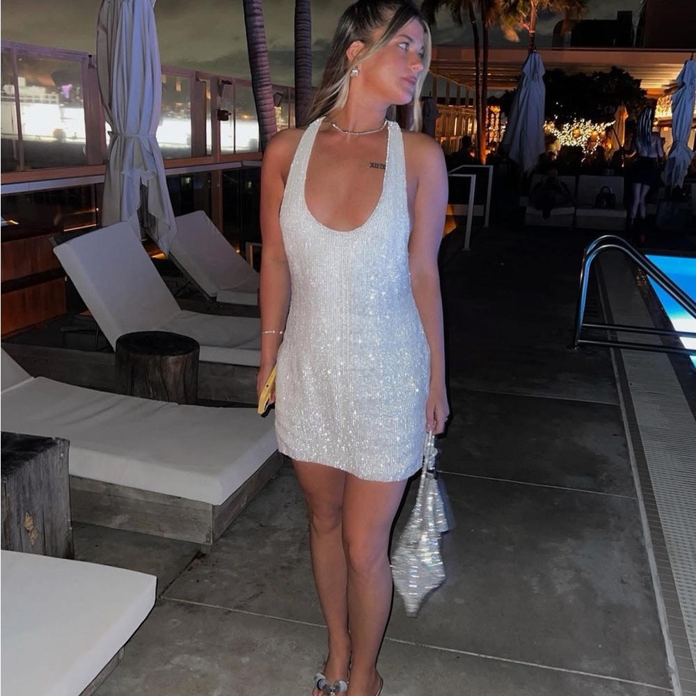 Retrofete Sparkling White Mini Dress